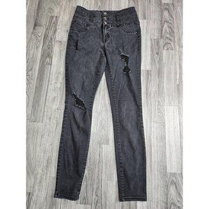 (3/$35) Refuge Jeans Womens 6 Black High Rise Distressed Stretch Charcoal Wash